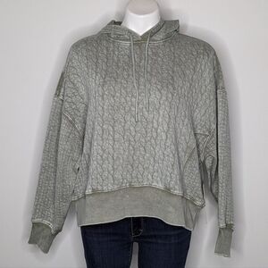 NWT Harmony Balance Green Grey Cotton Blend Hoodie S